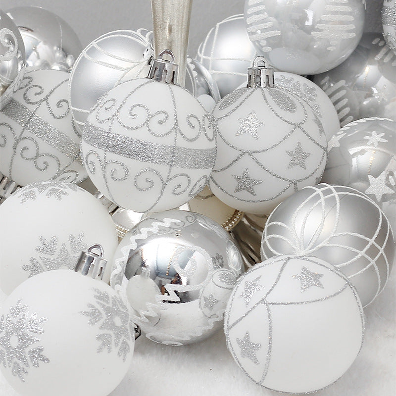 Christmas Decoration Supplies Silver Colored Drawing Ball Package