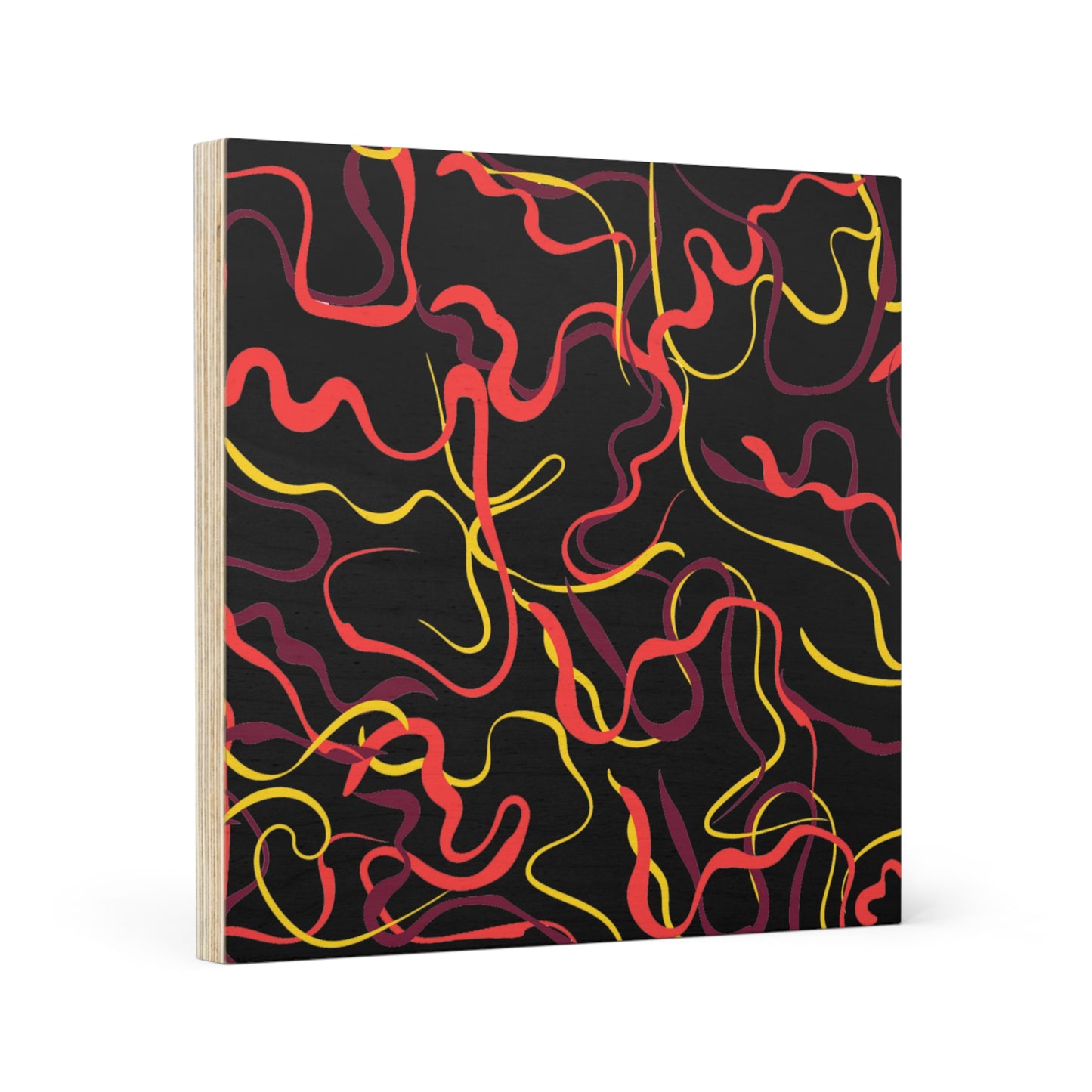 Abstract Line Pattern Wood Canvas