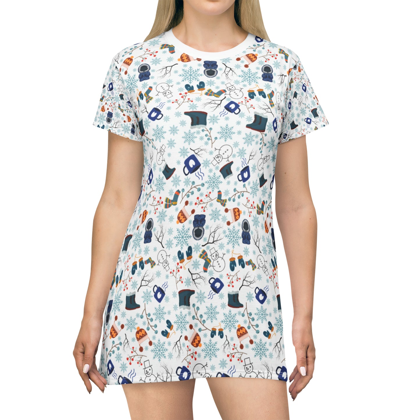 Winter Pattern T-Shirt Dress