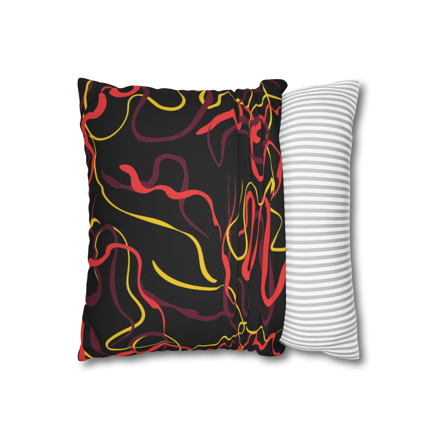 Abstract Line Pattern Spun Polyester Square Pillow Case