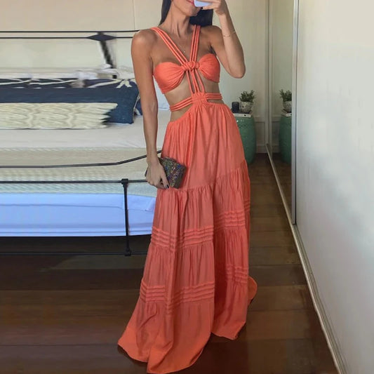 Fashion Sexy Tube Top Solid Color Wide Leg One-piece Trousers