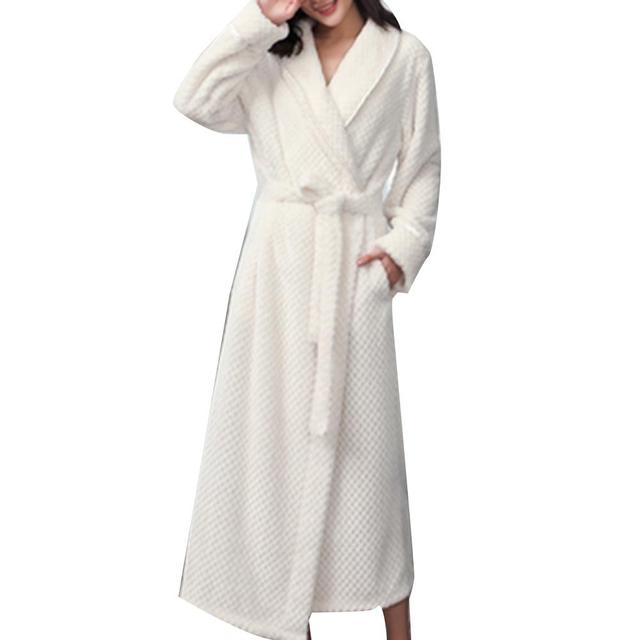 Winter Sleep Bath Robe Women Men Warm Fleece  Robes