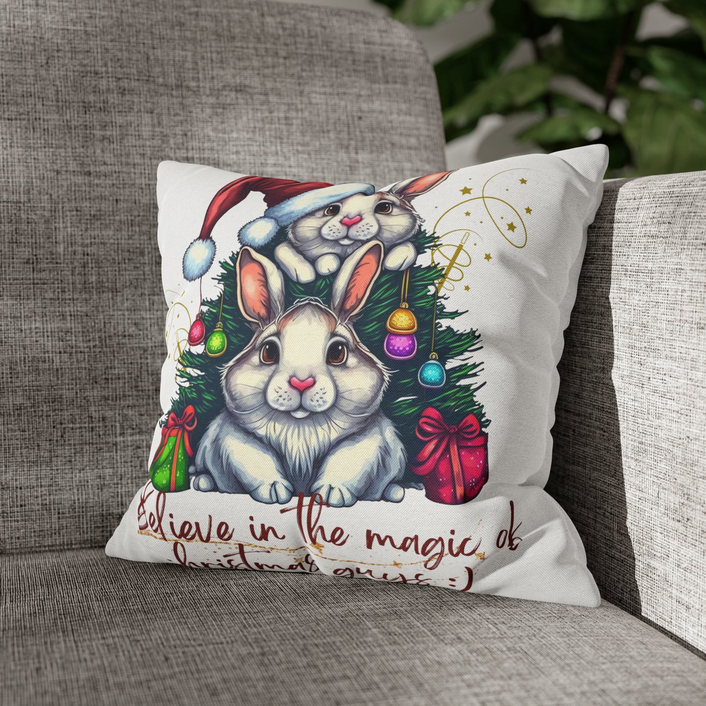 Magic Christmas Spun Polyester Square Pillow Case