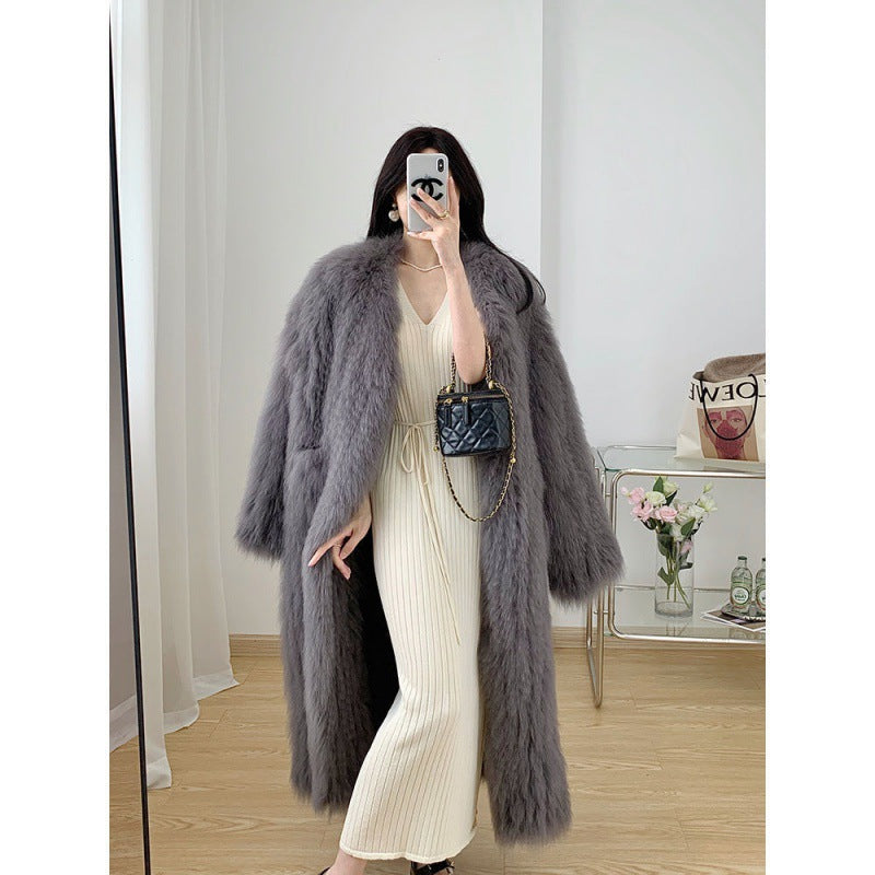 Female Online Influencer Woven Fur Coat