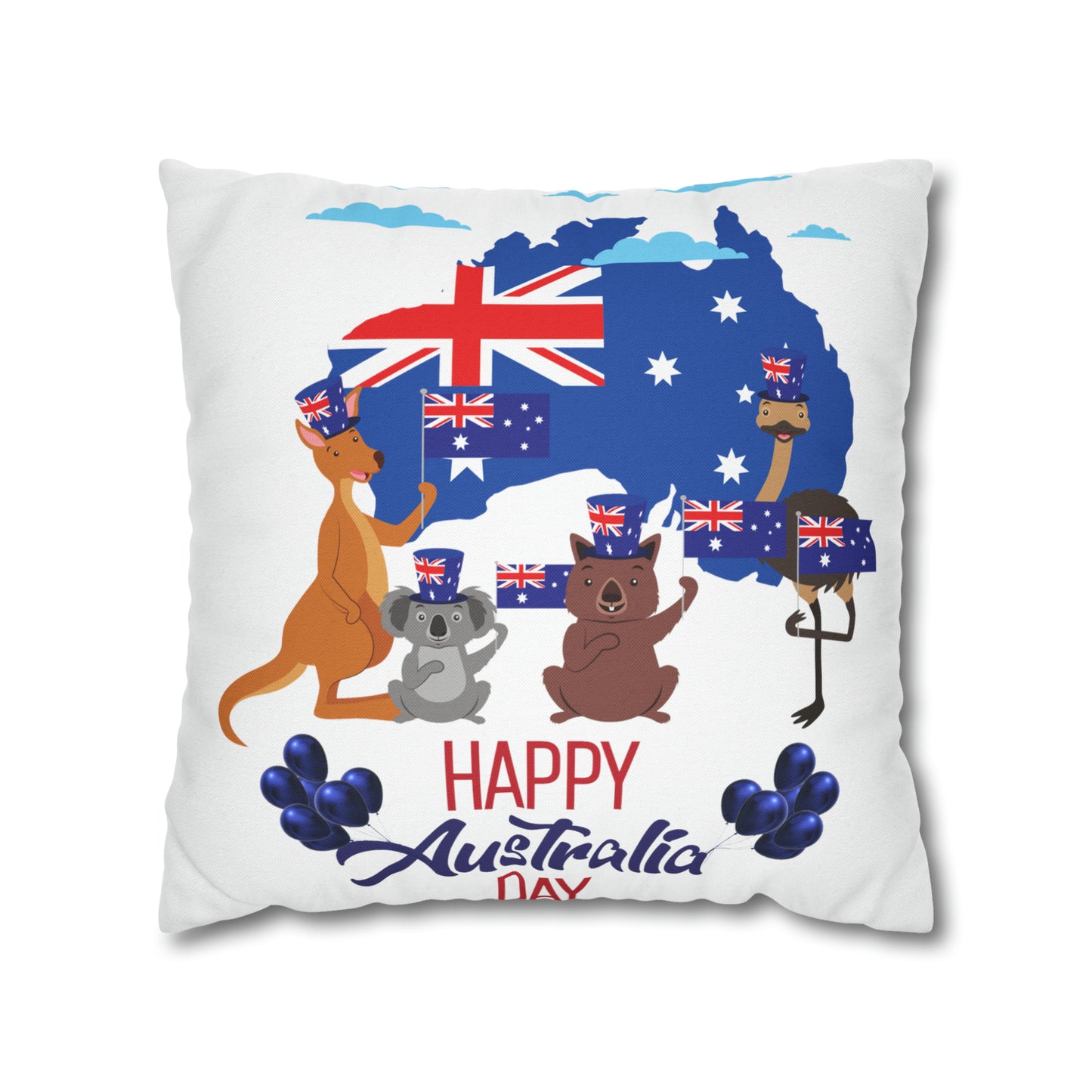 Australia Day Spun Polyester Square Pillow Case