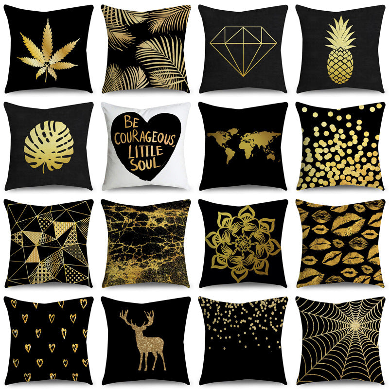 Black gold polyester pillowcase