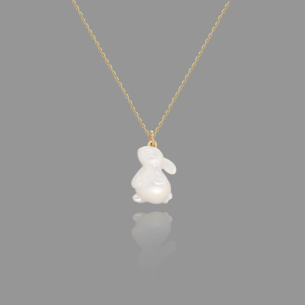 White Shell Rabbit Collar Electroplated 18K Gold Necklace