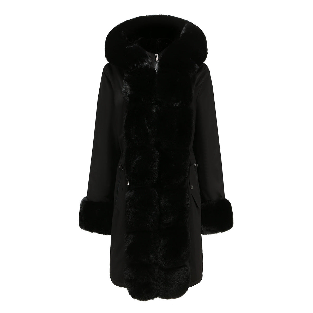 Women's Cotton-padded Coat Detachable Fur Collar Mid-length Long Sleeve Parka