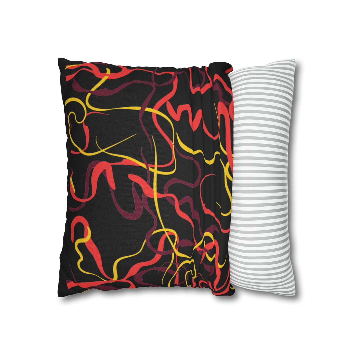 Abstract Line Pattern Spun Polyester Square Pillow Case