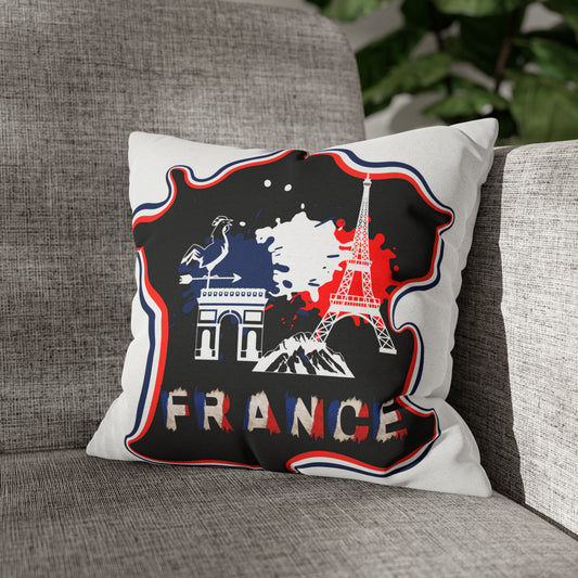 France Map Spun Polyester Square Pillow Case