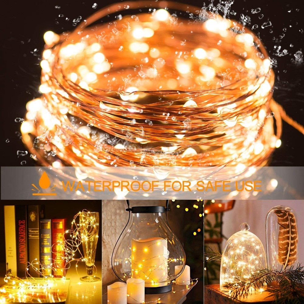 Christmas Light Led Outdoor Battery USB Powered 2m 5m10m String Lights Cooper Wire Garland Wedding Party Decoration Fairy Lights