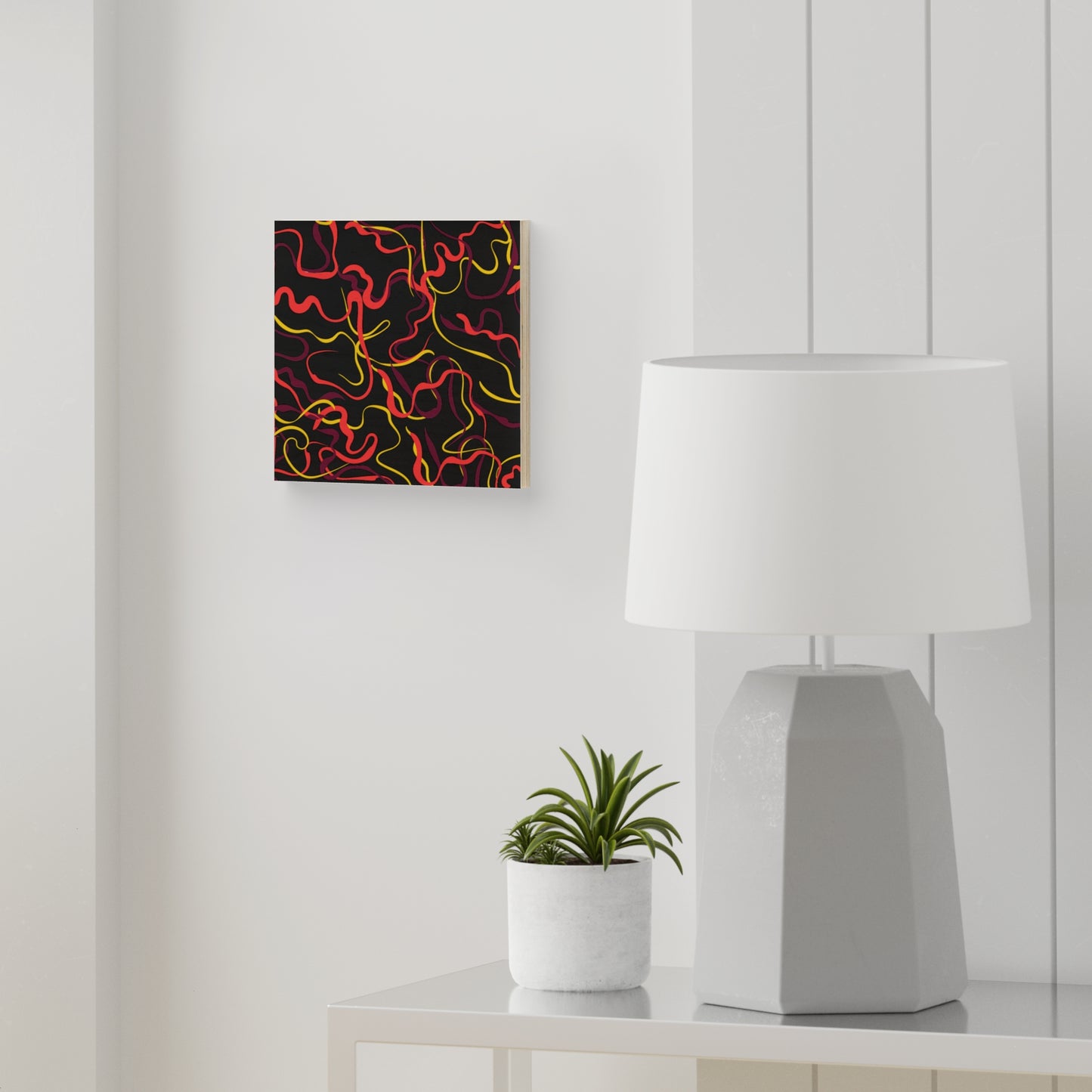 Abstract Line Pattern Wood Canvas