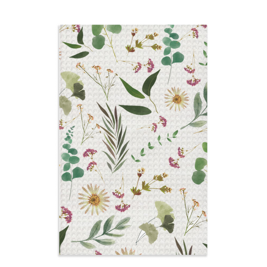 Flower and Leaf Pattern Dish Towels