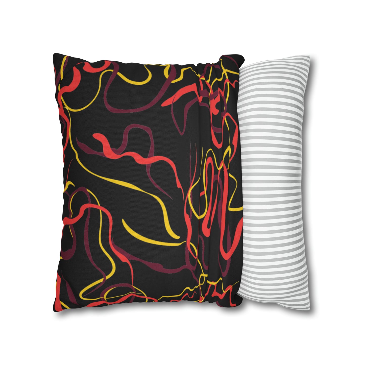 Abstract Line Pattern Spun Polyester Square Pillow Case