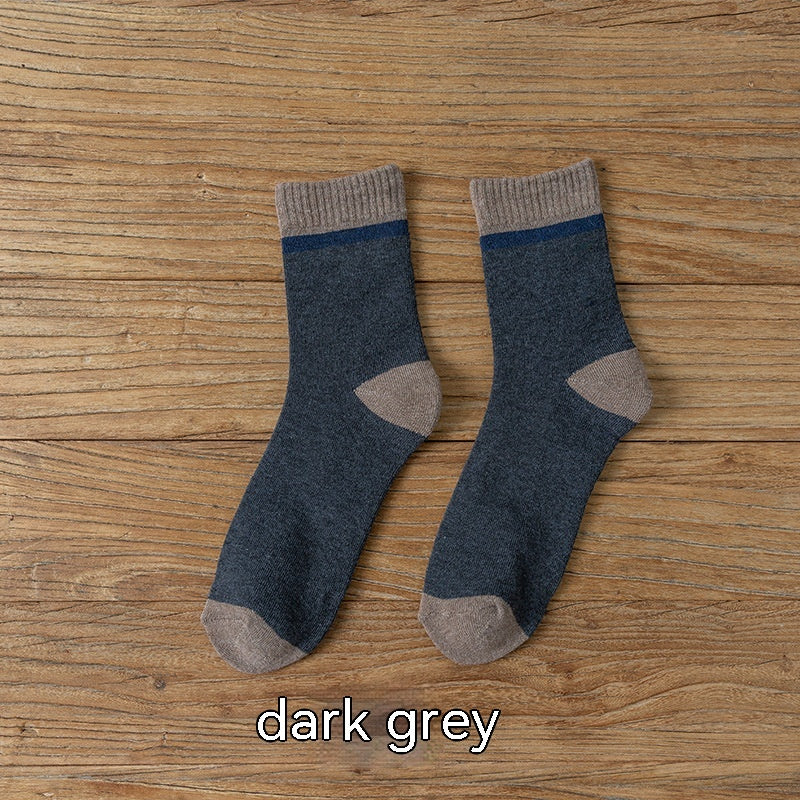 Men's Extra Thick Thermal Vintage Color Matching Terry Tube Socks