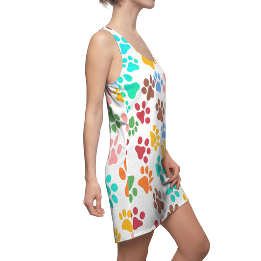 Paws Pattern Women's Cut & Sew Racerback Dress