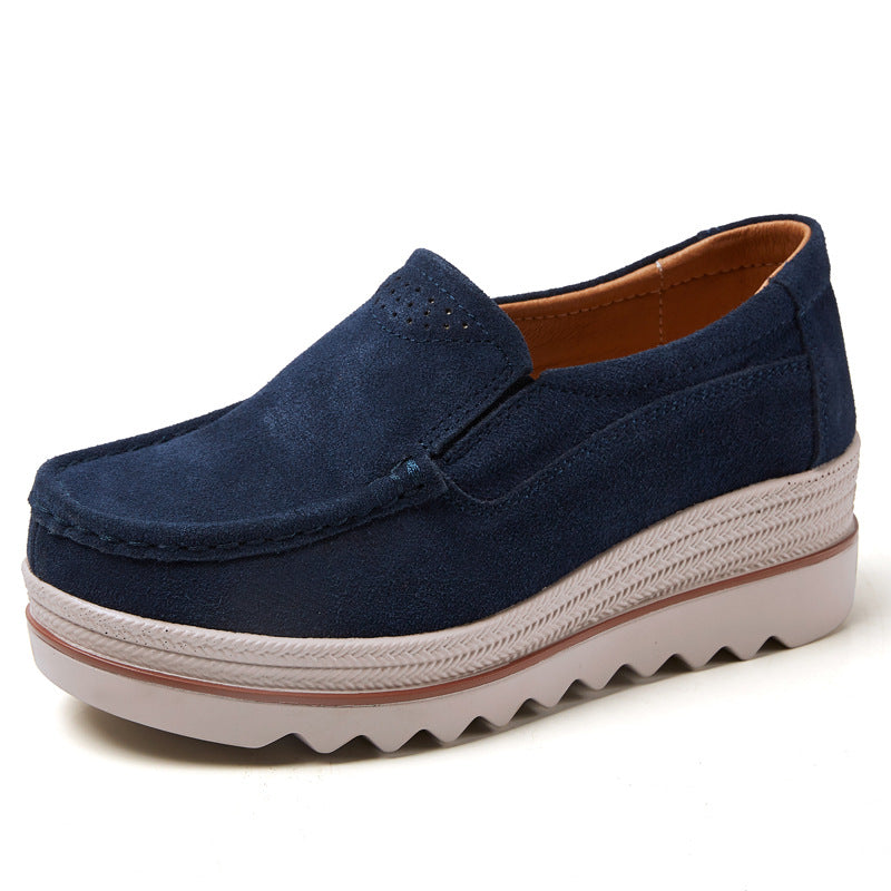 Thick-soled Flat Shoes Anti-slip Suede Height Increasing Shoes For Women