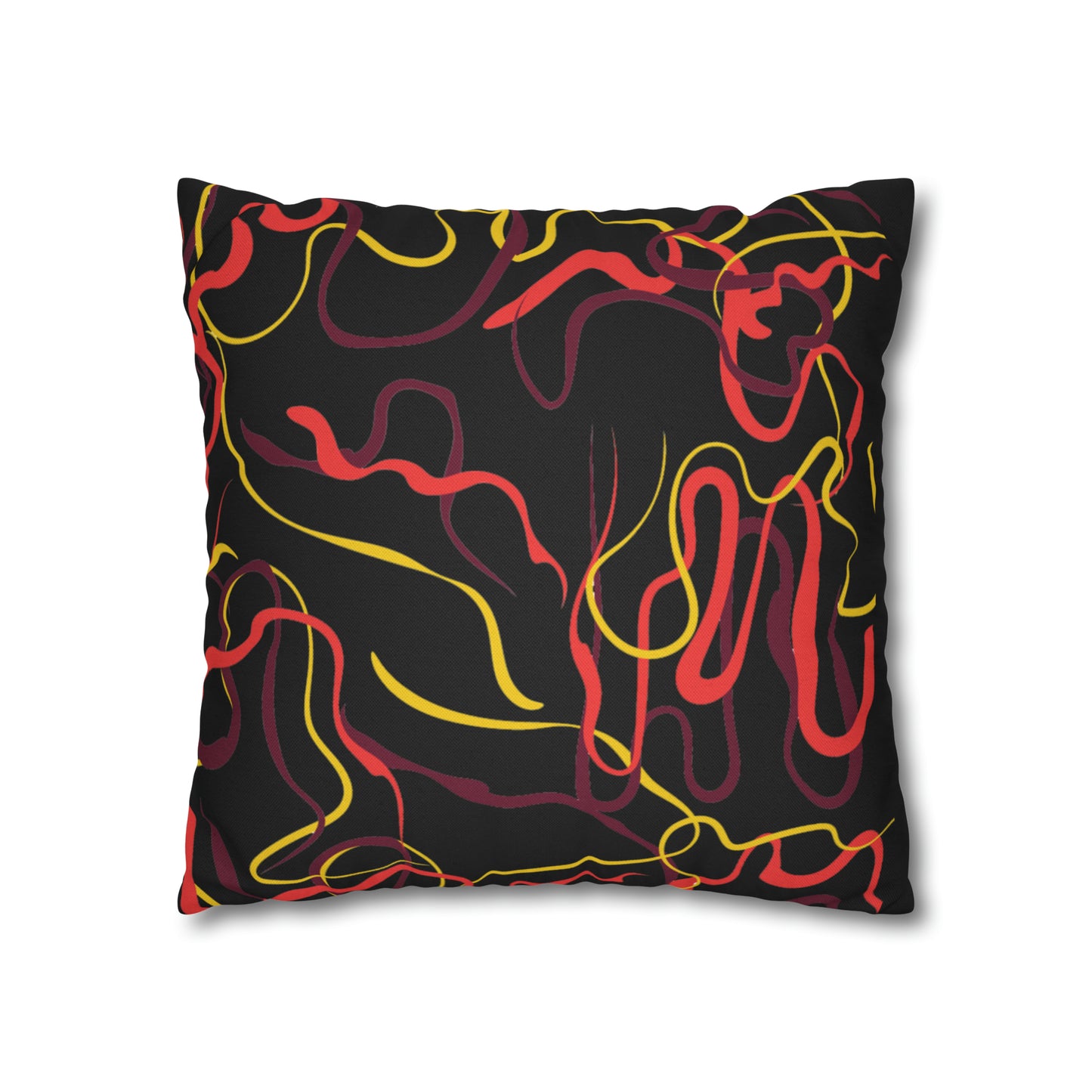 Abstract Line Pattern Spun Polyester Square Pillow Case