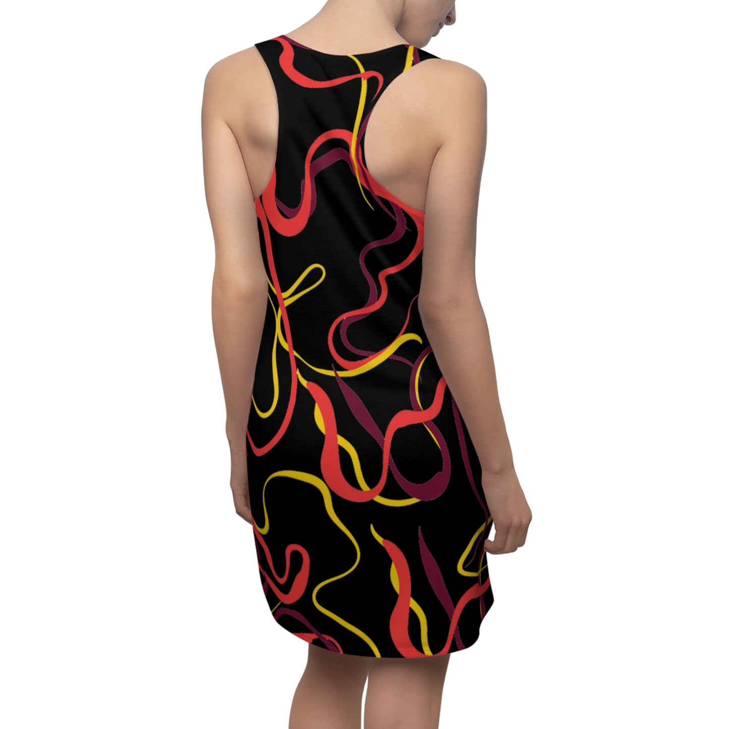 Abstract Line Pattern Women's Cut & Sew Racerback Dress