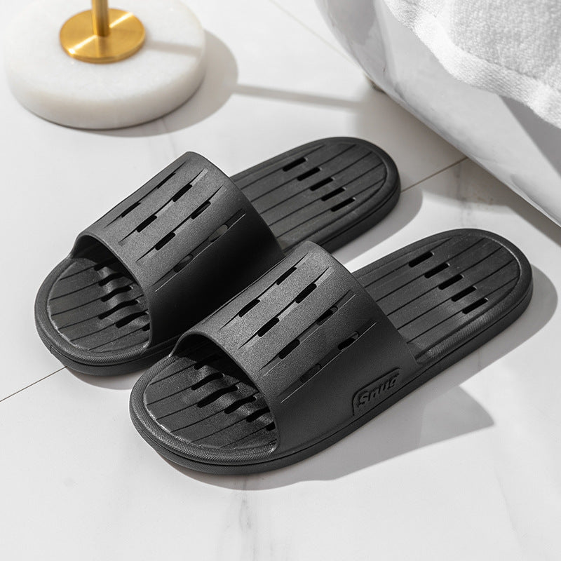 Anti-slip Striped Texture Hollow Design Slippers Women Floor Bathroom House Shoes Summer Indoor Home Slipper Couple