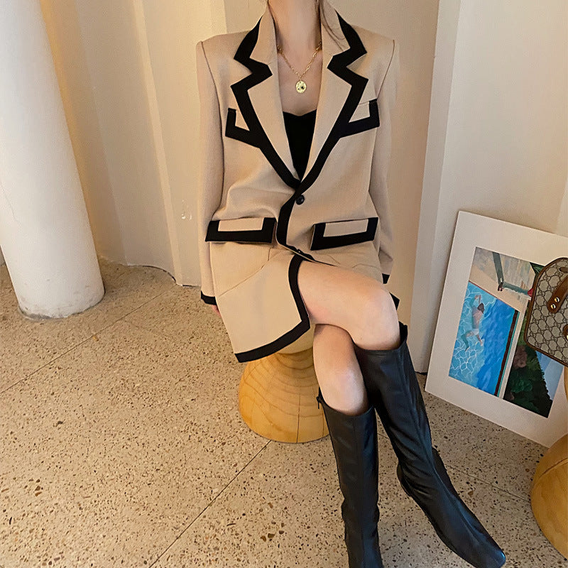 Stitching fashionable Street Blazer suit for women