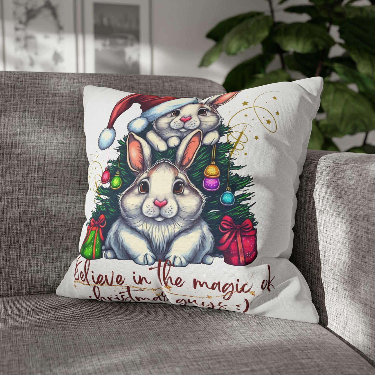 Magic Christmas Spun Polyester Square Pillow Case