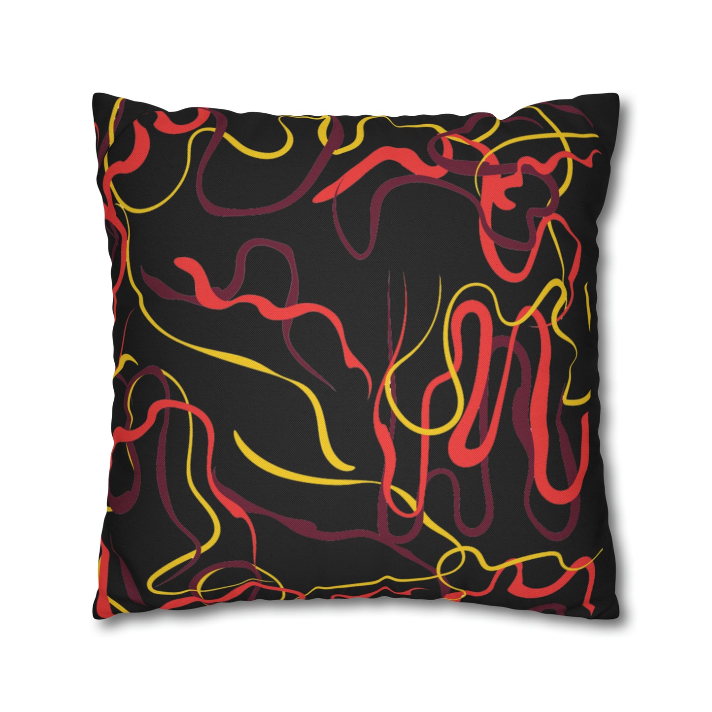 Abstract Line Pattern Spun Polyester Square Pillow Case