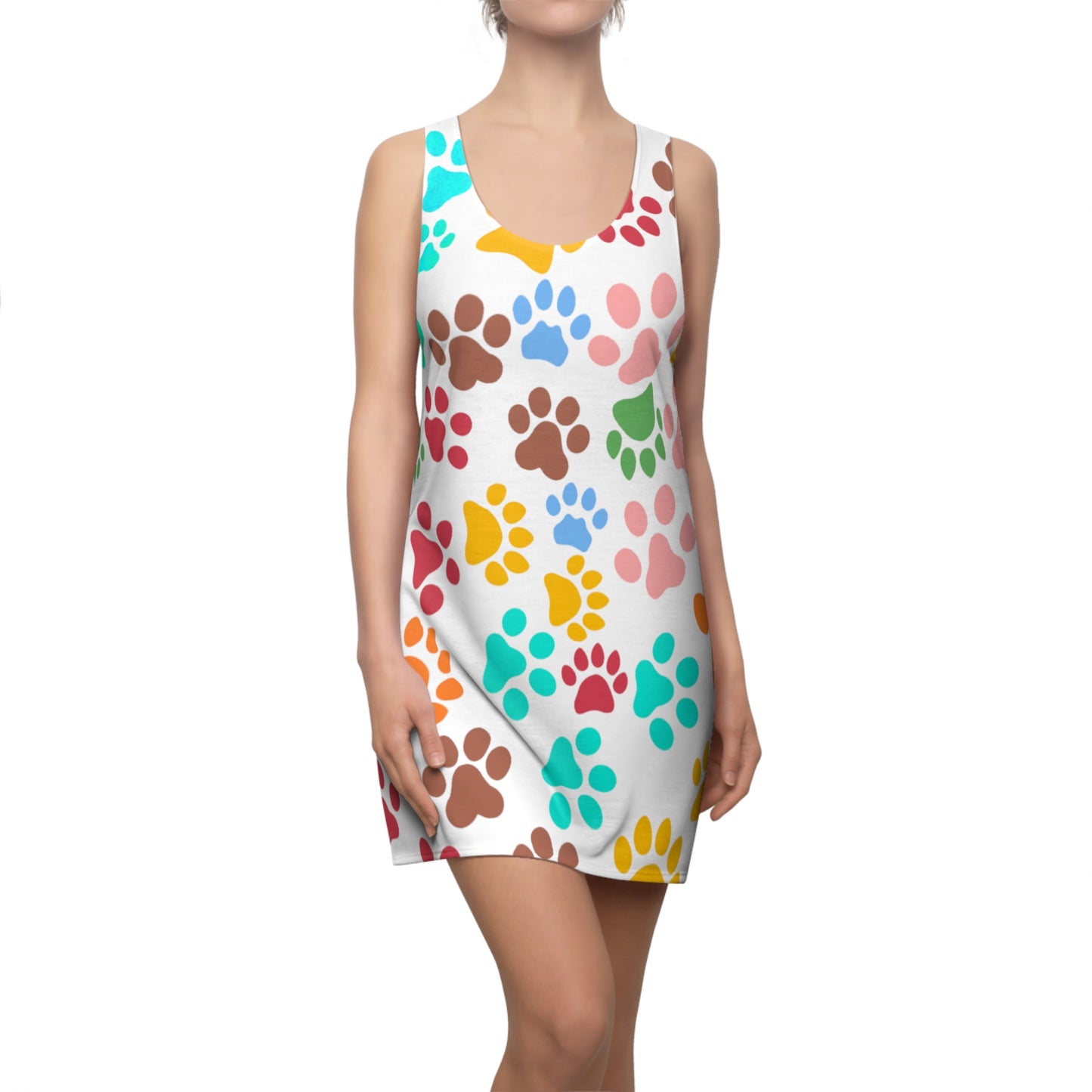 Paws Pattern Women's Cut & Sew Racerback Dress