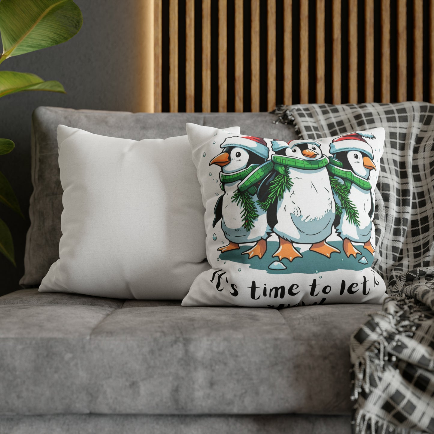 Let It Snow Spun Polyester Square Pillow Case