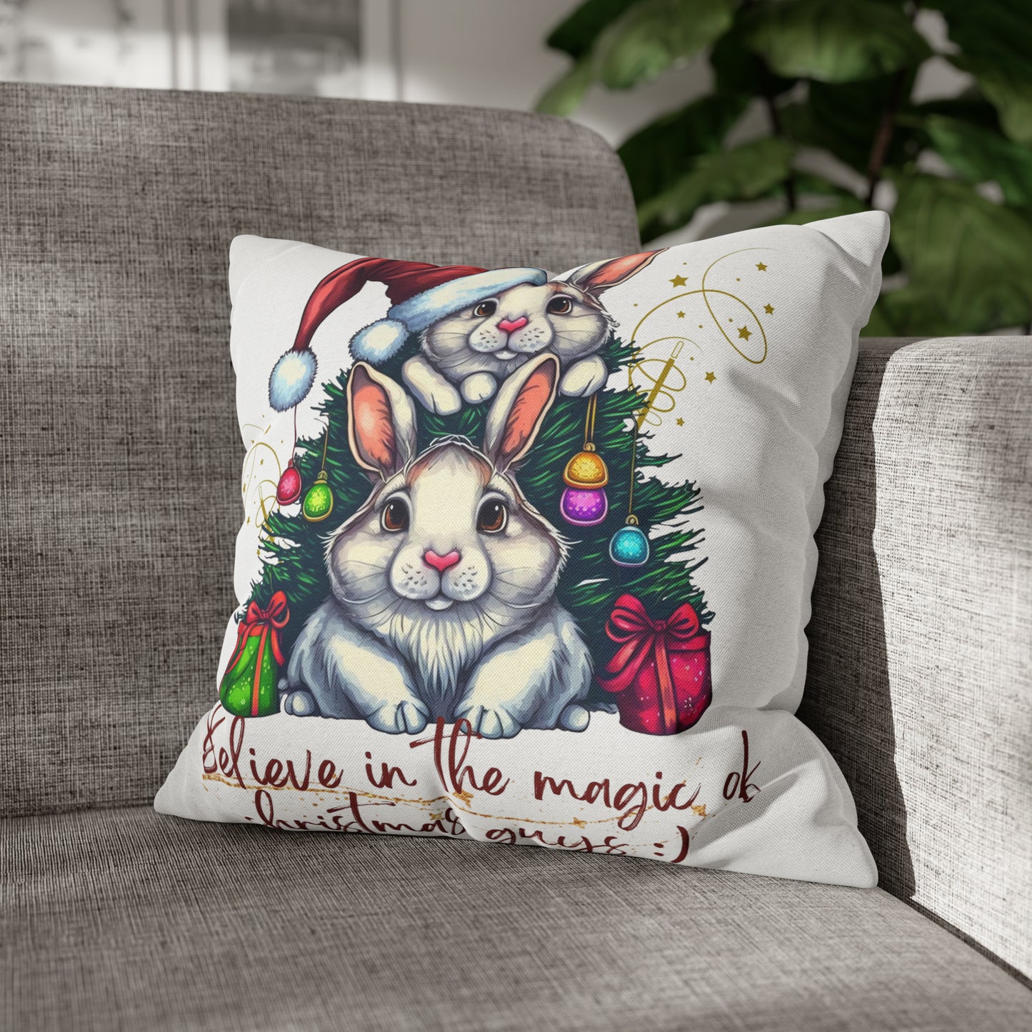 Magic Christmas Spun Polyester Square Pillow Case