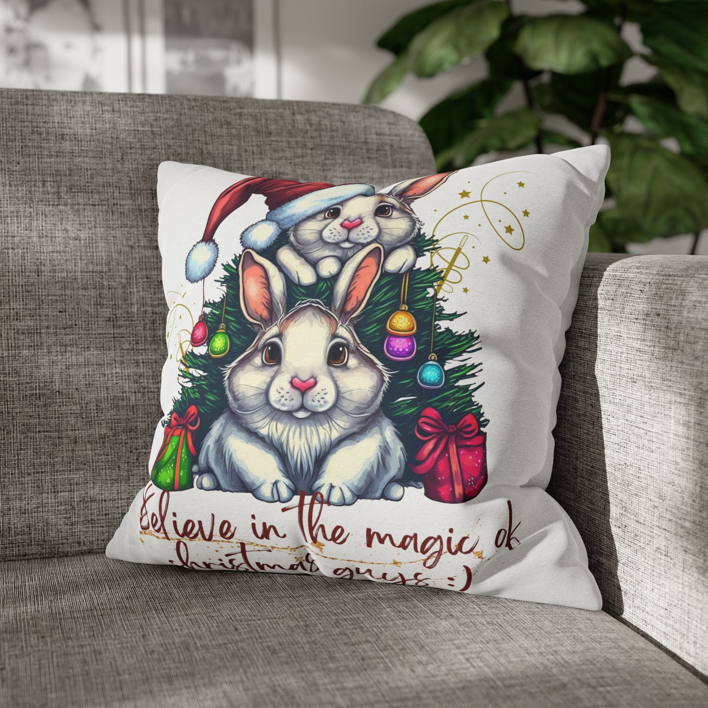 Magic Christmas Spun Polyester Square Pillow Case