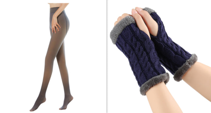 Fleece-lined Fluffy Gloves Twist Knitted Finger Leakage