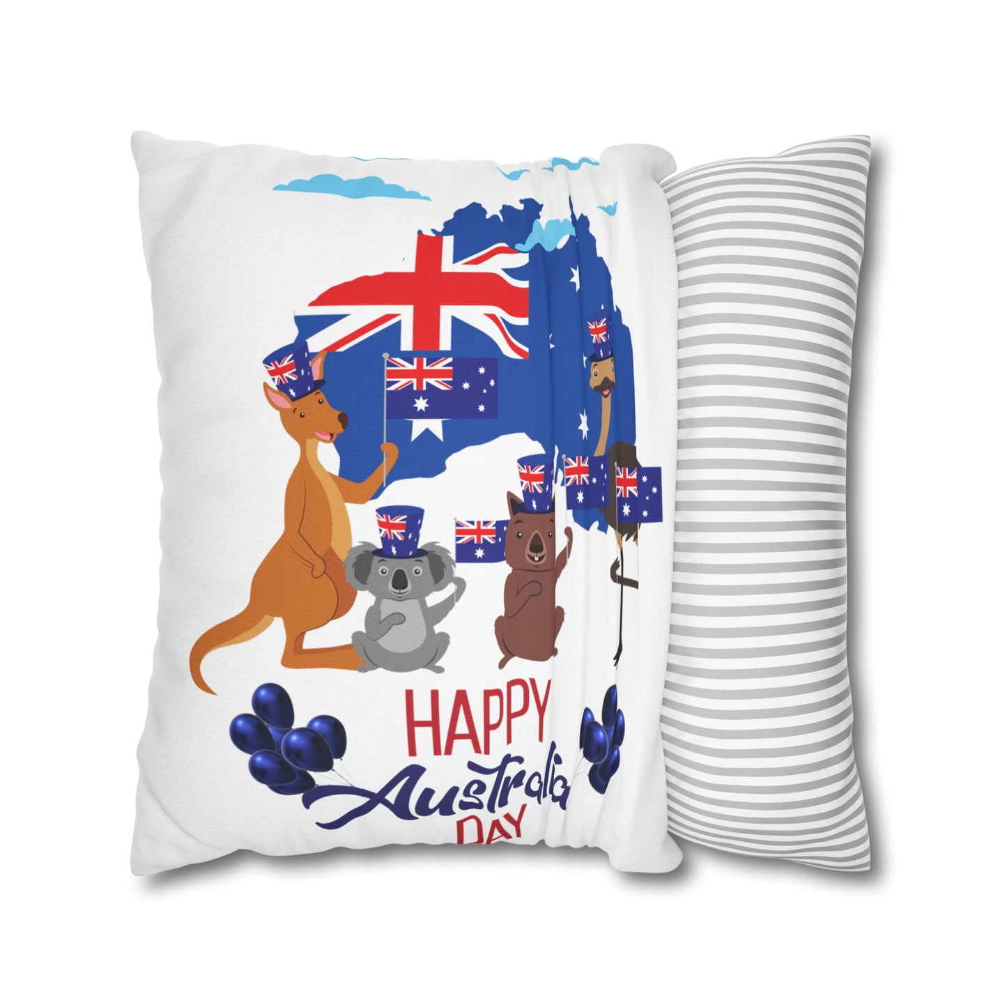 Australia Day Spun Polyester Square Pillow Case