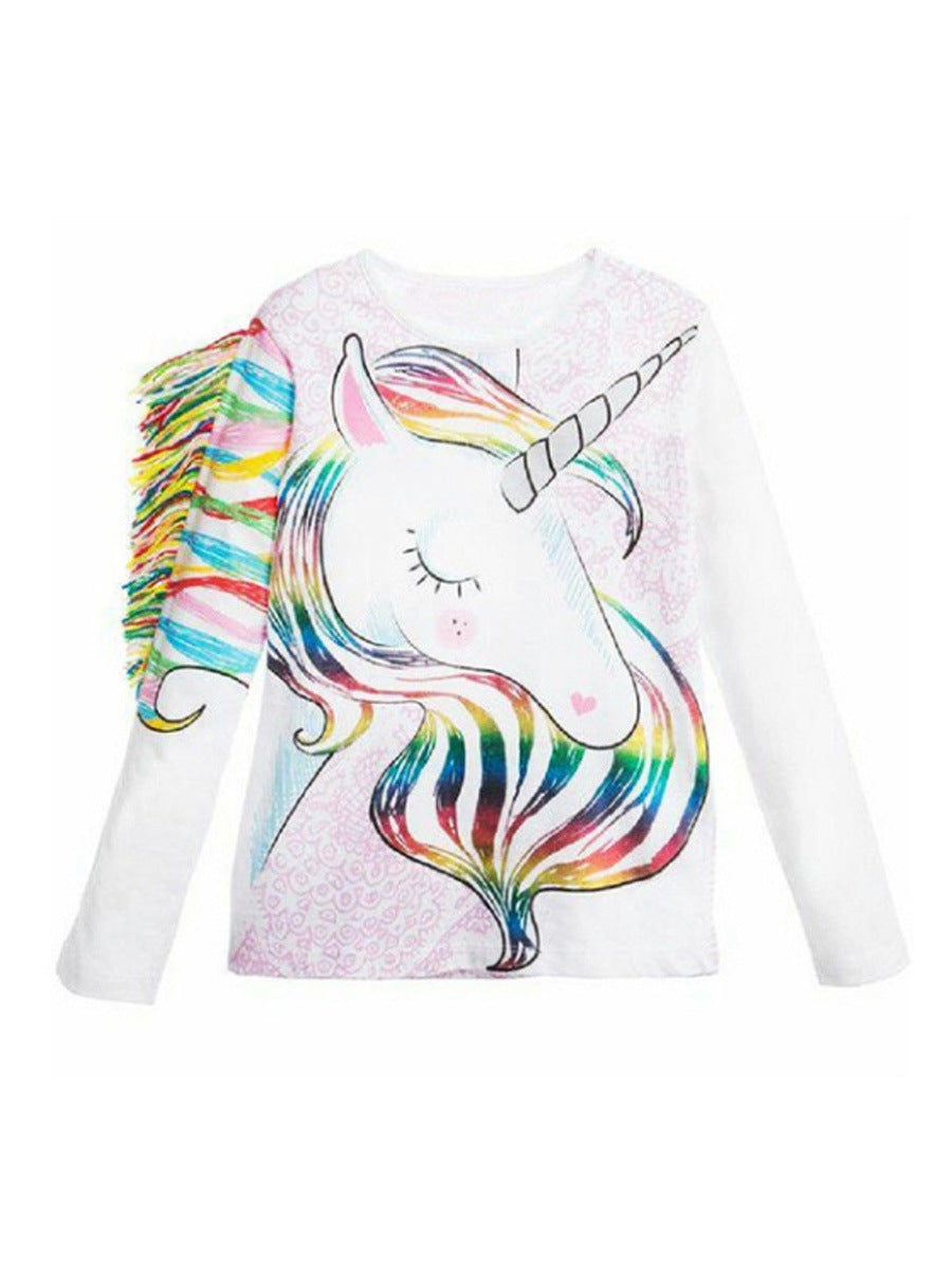 Cross-border for foreign trade Europe and America ins explosion children's clothing children's stereo horse hair printing T-shirt