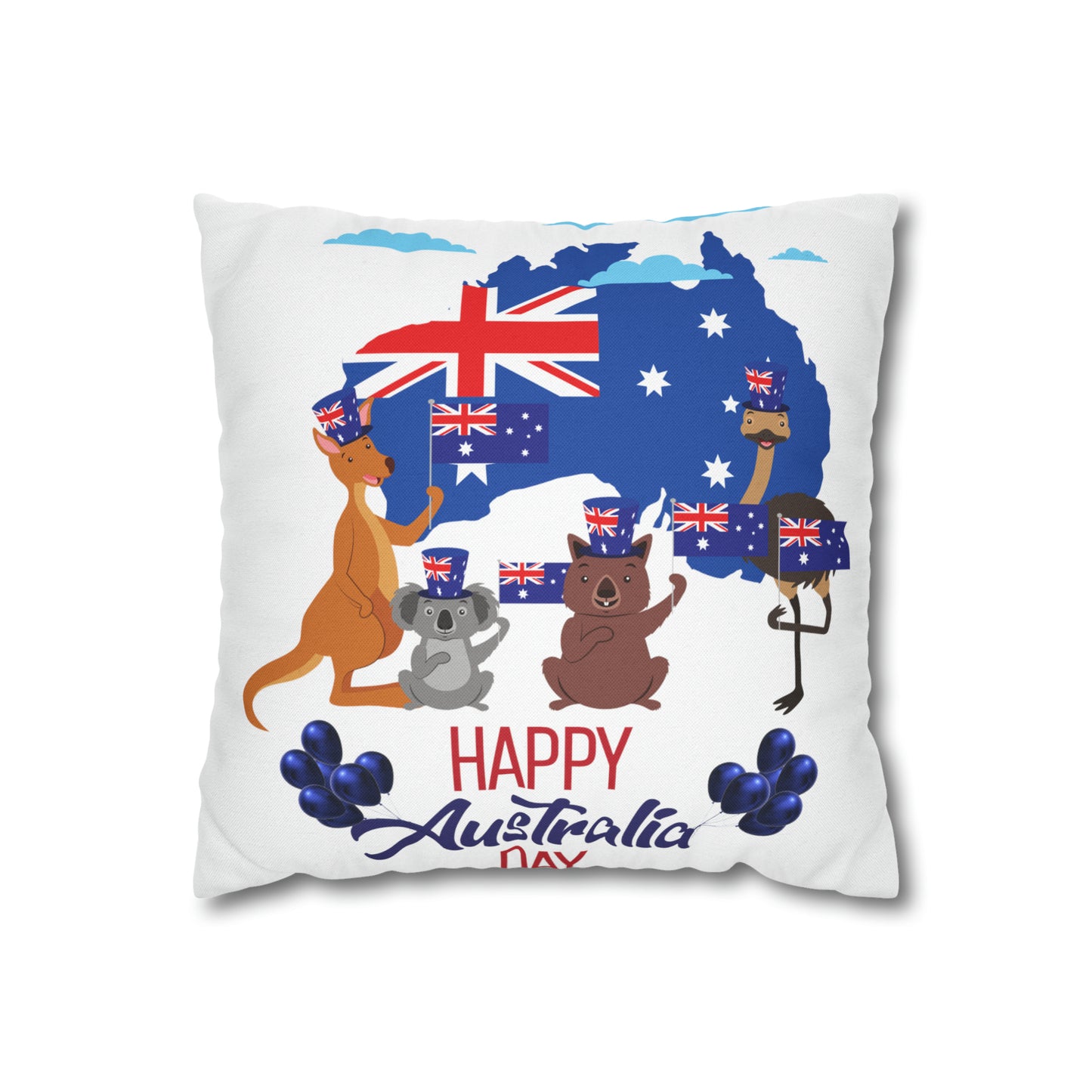 Australia Day Spun Polyester Square Pillow Case