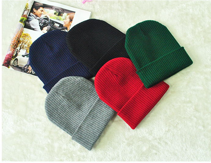 Men's And Women's Warm Solid Color Striped Caps