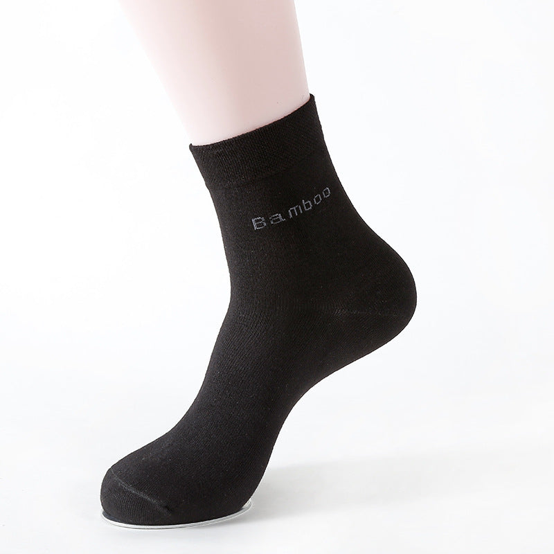 Socks Solid Color Socks Men's Mid-tube Bamboo Fiber Socks Men