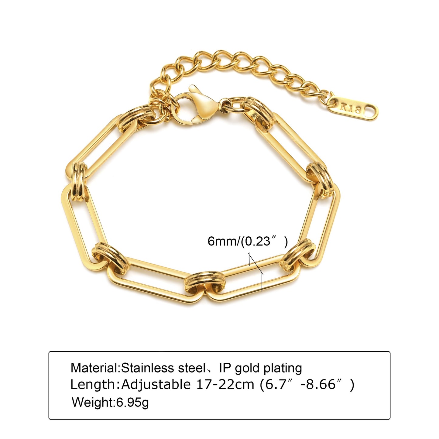 Ornament Extended Stainless Steel Bracelet Gold