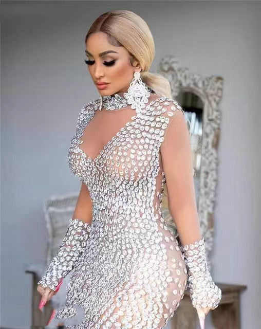 European And American Style Sexy Sequin Cocktail Party Dress