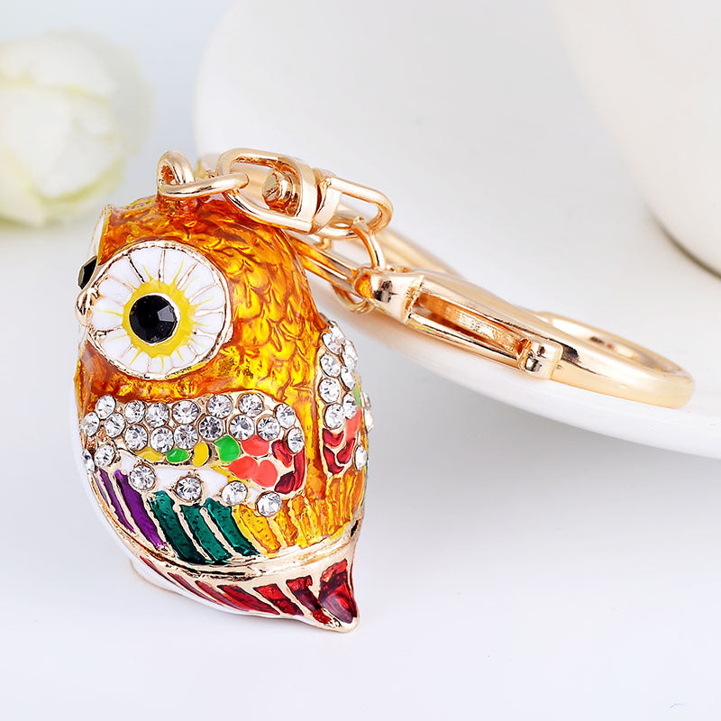 European And American Style Creative Personality Owl Car Key Ring Fashion Women's Bag Hanging Ornament