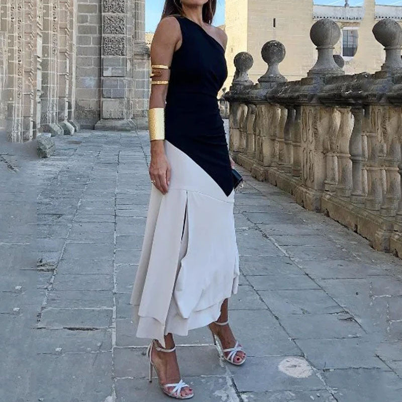 Women's Chinese Fashion Irregular Slim-fit Midi Dress