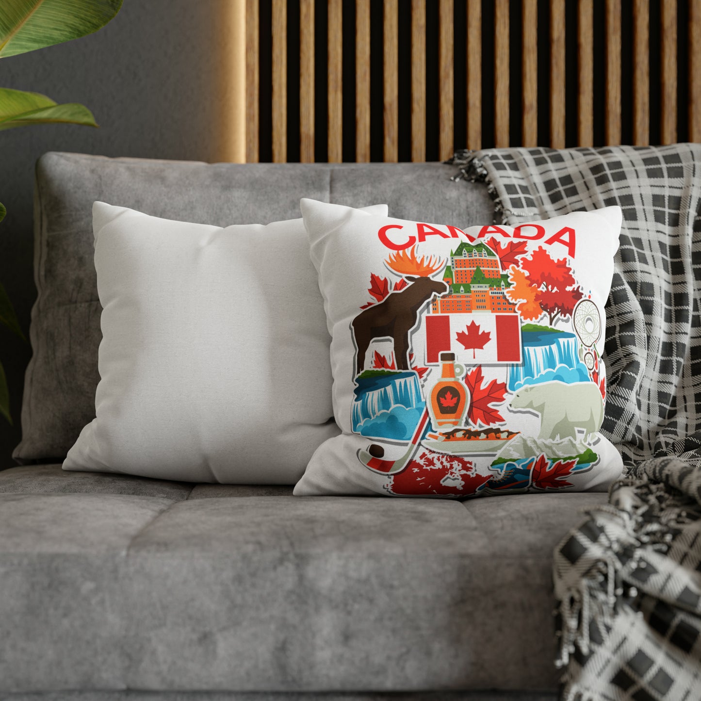 Canada Items Spun Polyester Square Pillow Case