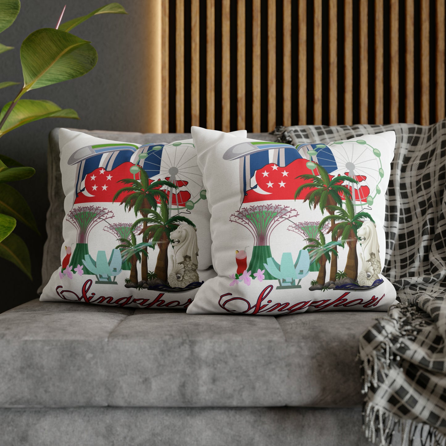 Singapore Spun Polyester Square Pillow Case