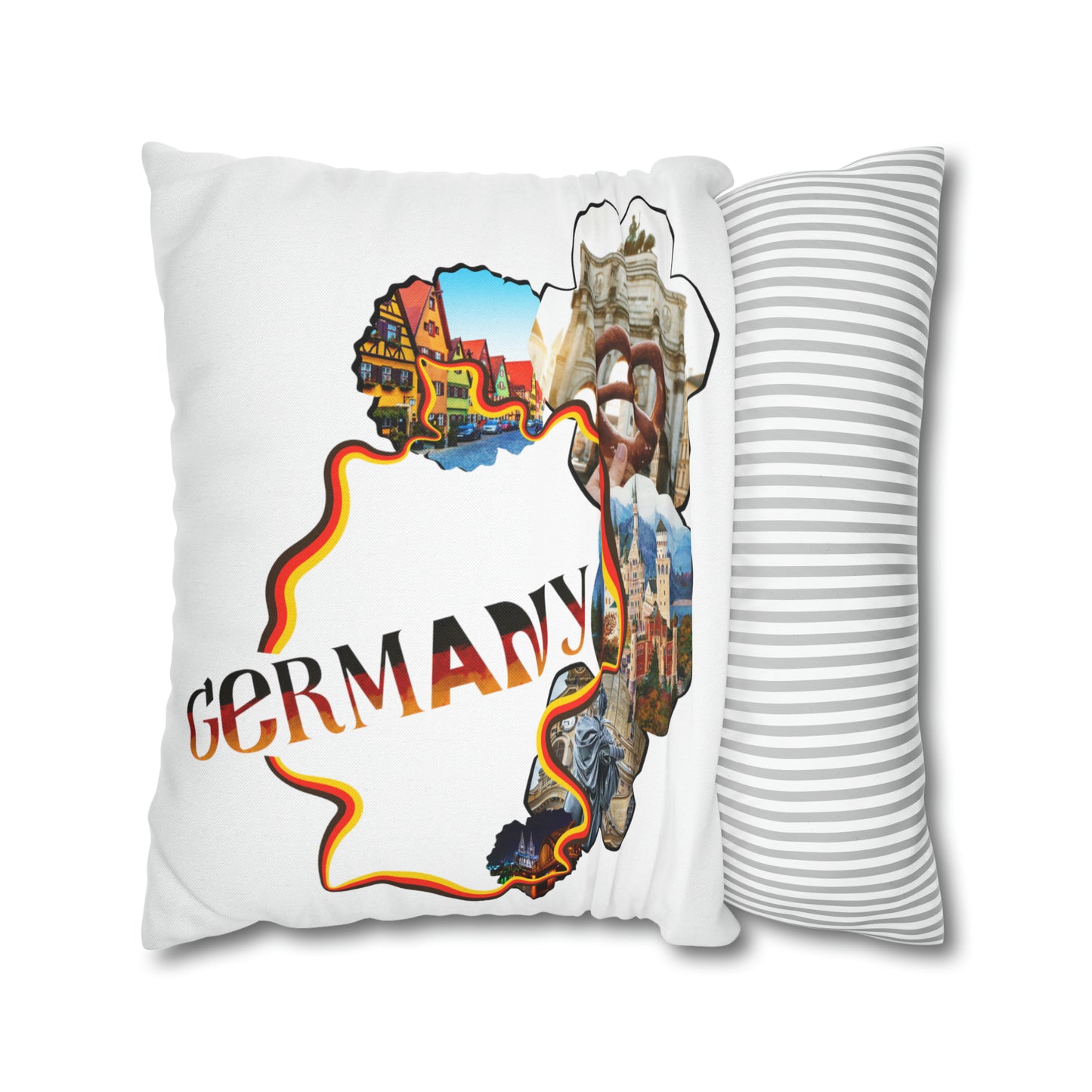 Germany Map Spun Polyester Square Pillow Case
