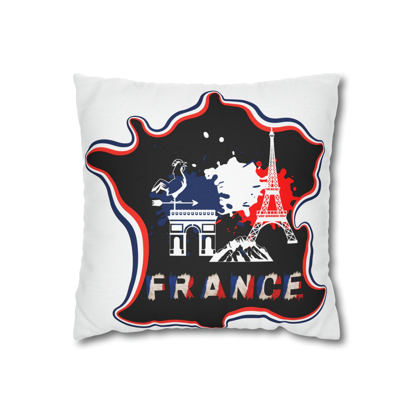 France Map Spun Polyester Square Pillow Case