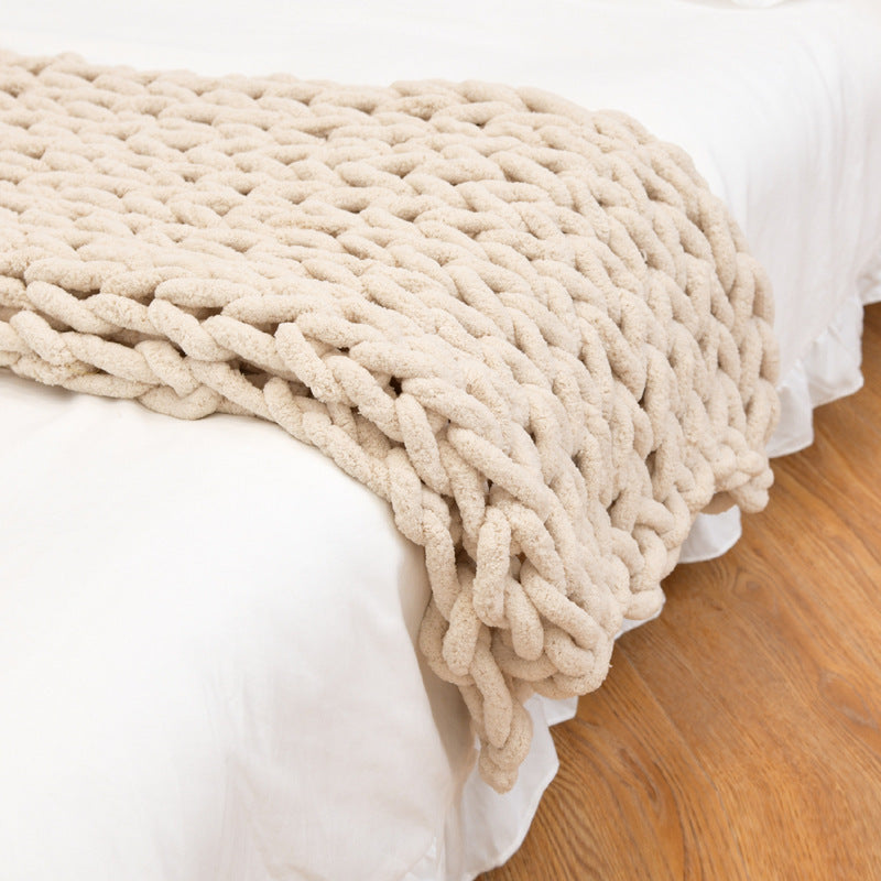 Hand-knitted Blankets With Ins Coarse Wool