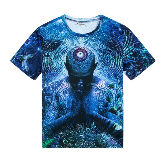 Blue prayer 3D short short sleeves T shirt men's t shirt