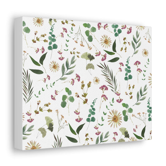 Flower and Leaf Pattern Canvas Gallery Wraps