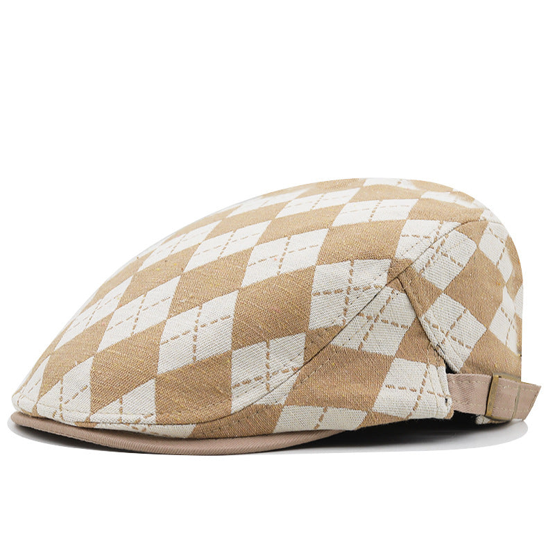 Retro Plaid Short Brim Advance Hats British Casual Painter Hat