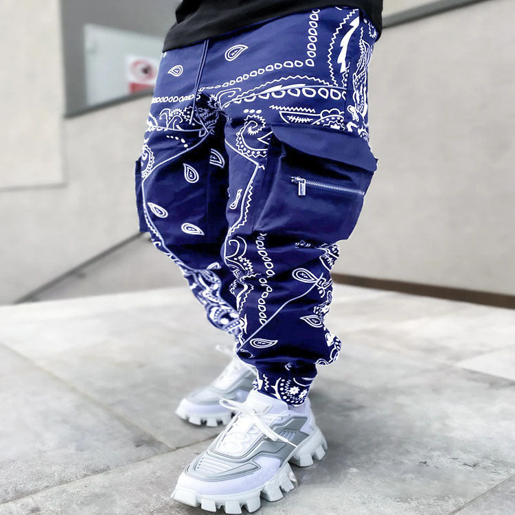 Men's Print Trousers Loose Bloomers Casual Wide-Leg Harem Pants